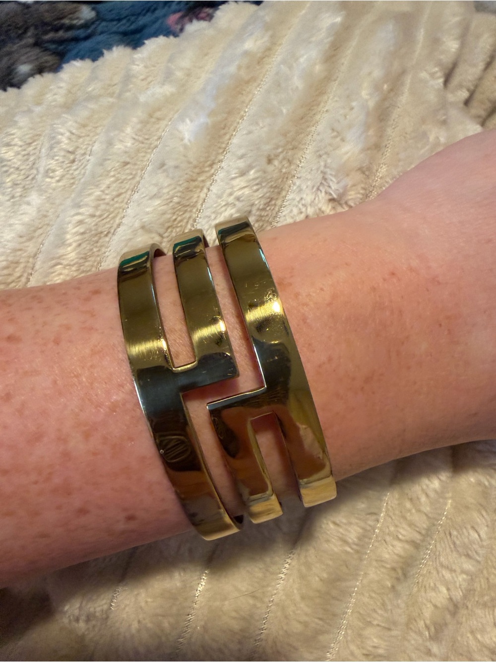 Rustic Cuff Gold Tone Geometric Cuff Bracelet